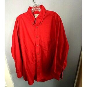 Men's Large Red Kap Long Sleeve Buttoned Red Industrial Work Shirt